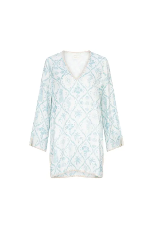 Ephie Natasha Mini Kaftan - Acqua sold by Tigerlily