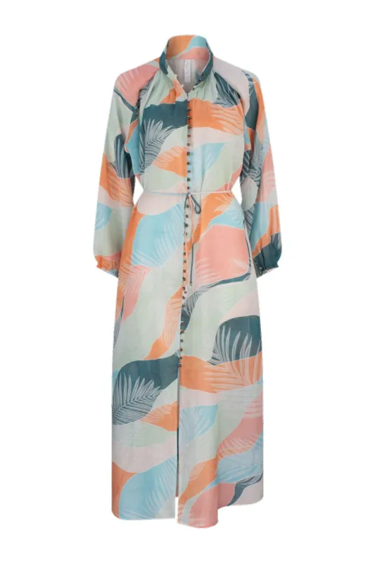Havana Lorena Maxi Shirt Dress - Watercolour Tropical sold by Tigerlily