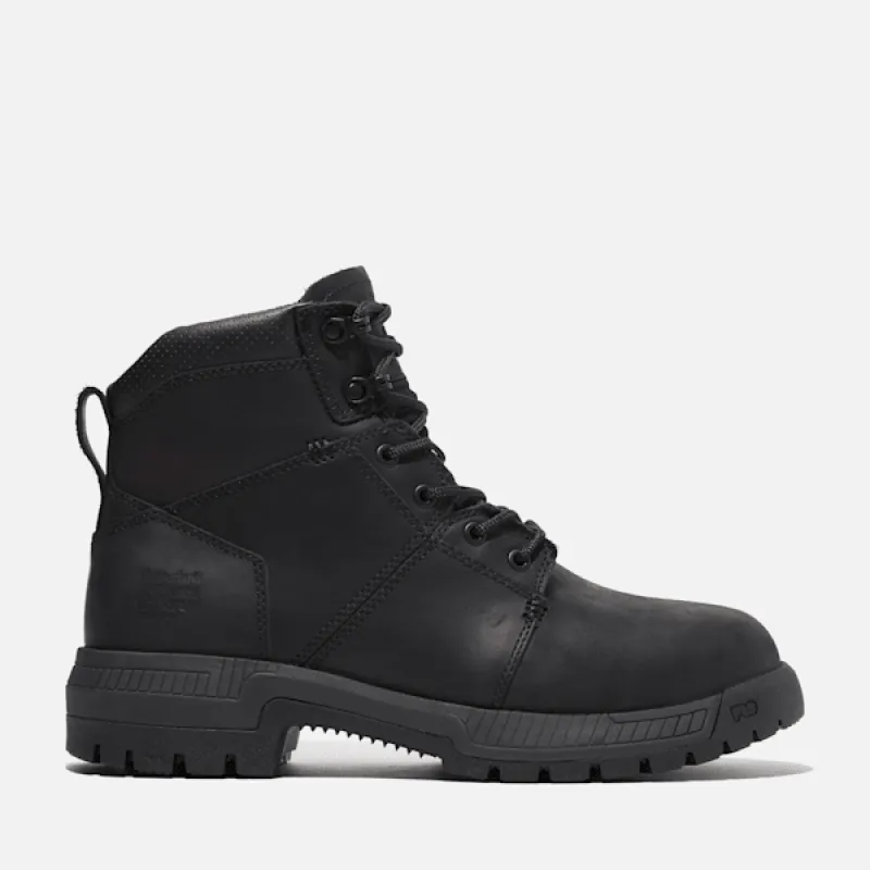 Timberland Men's Montauk 6" Steel Toe Work Boot in Black Full Grain sold by Timberland