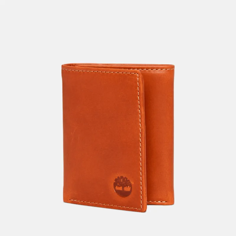 Timberland Men's Waxy Pull Up Trifold in Cognac sold by Timberland