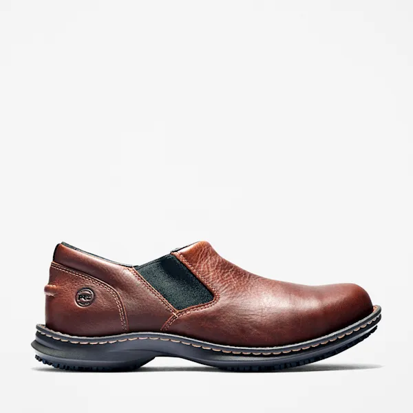 Timberland Men's Gladstone Slip-On Steel Toe ESD Work Shoe in Brown sold by Timberland