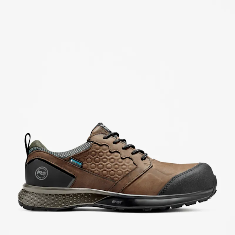 Timberland Men's Reaxion Composite Toe Waterproof Work Sneaker in Brown sold by Timberland