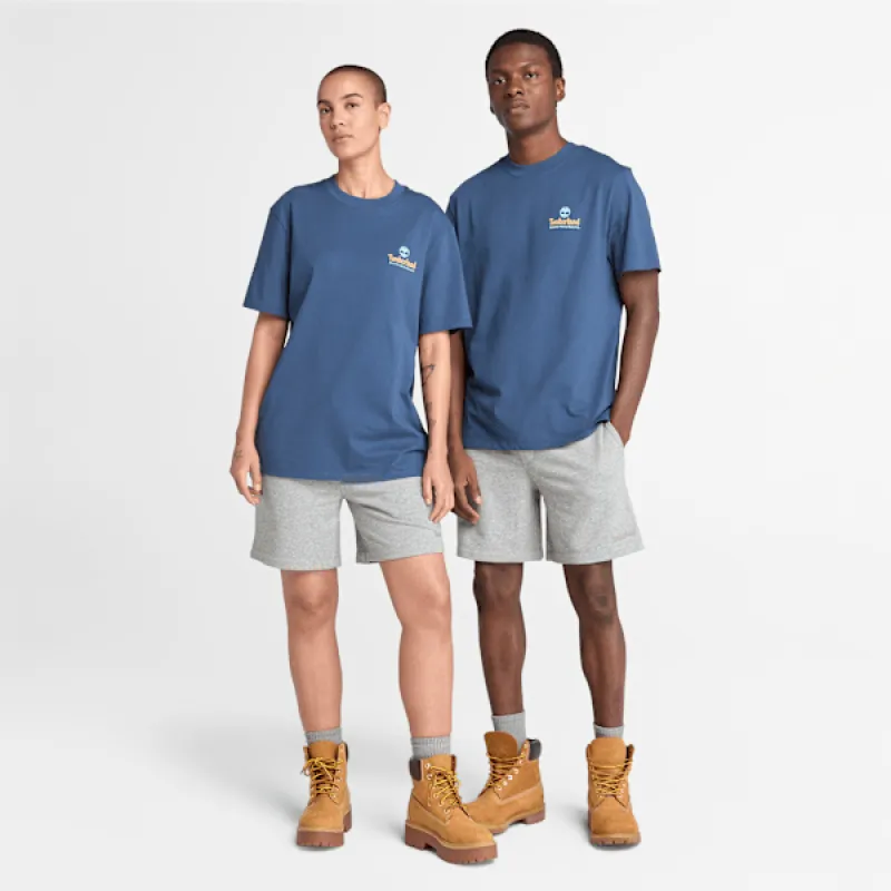 Timberland Illustrated Tree Logo Back Graphic T-Shirt in Dark Denim sold by Timberland