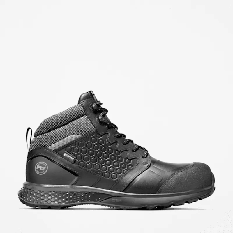 Timberland Men's Reaxion Composite Toe Waterproof Work Sneaker in Black sold by Timberland