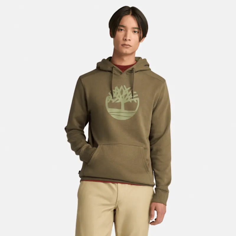 Timberland Men's Kennebec River Tree Logo Hoodie in Leaf Green sold by Timberland