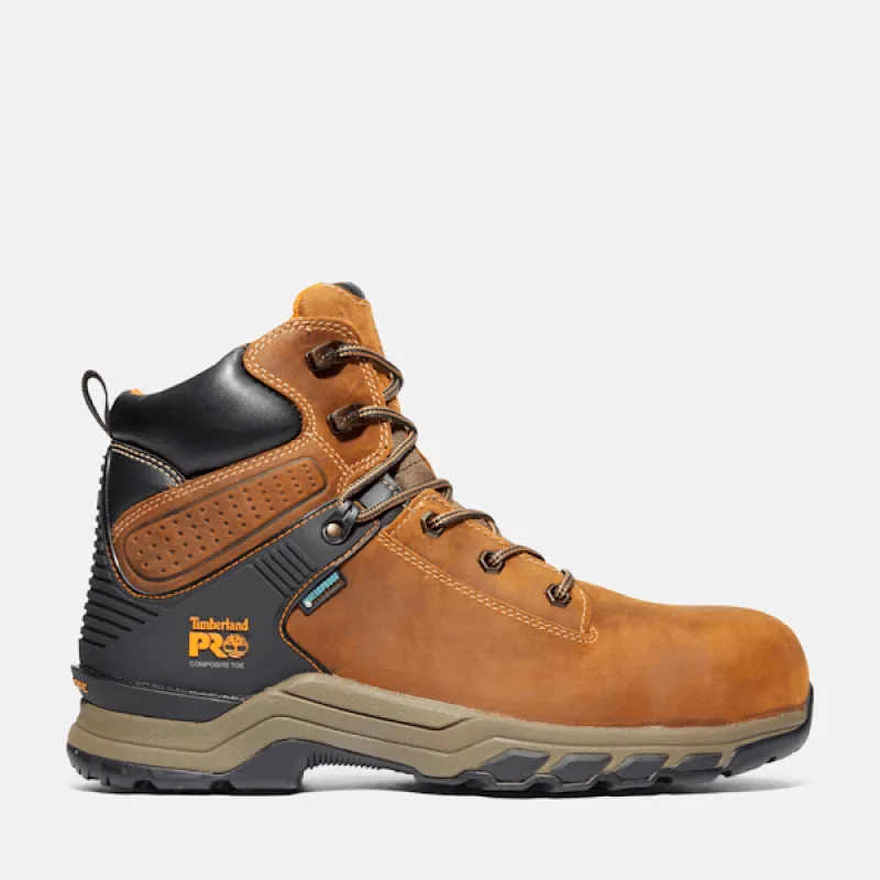Timberland Men's Hypercharge 6" Composite Toe Waterproof Work Boot in Brown sold by Timberland
