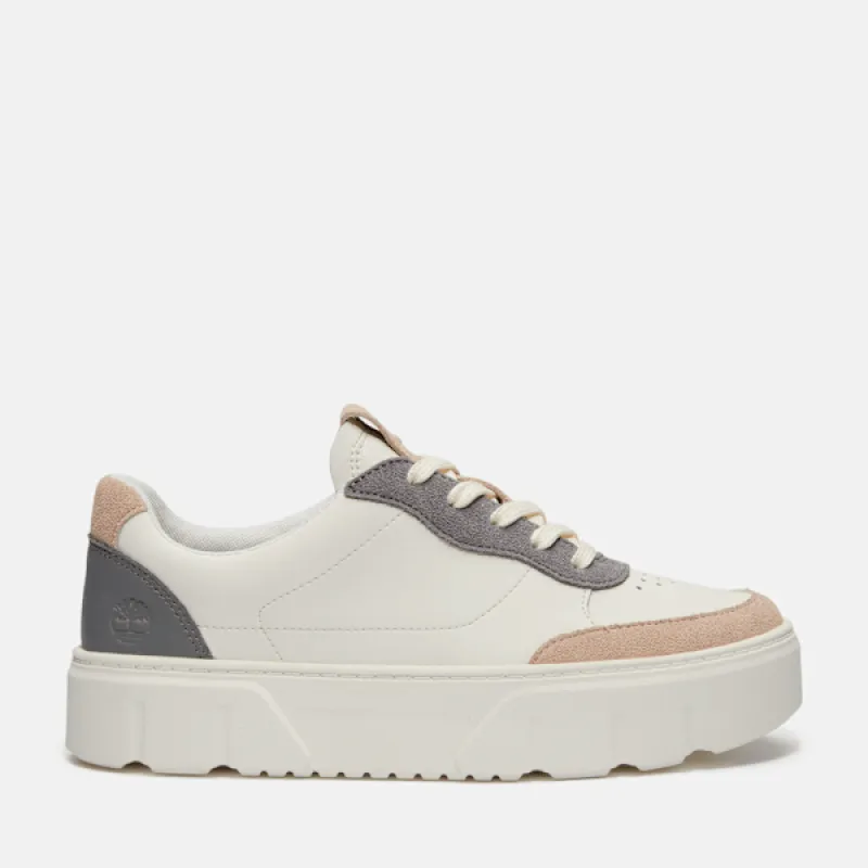 Timberland Women's Laurel Court Suede Accent Lace-Up Sneaker in NAT Lthr Dark Grey sold by Timberland