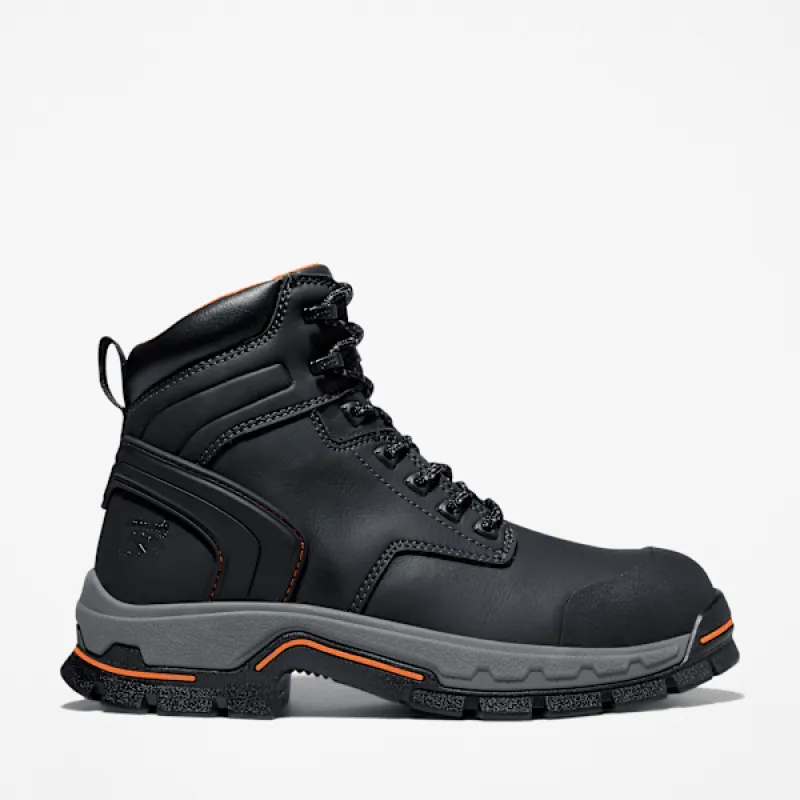 Timberland Men's Stockdale 6" Alloy Toe Work Boot in Black sold by Timberland