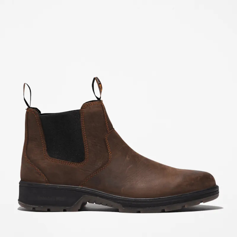 Timberland Men's Nashoba Slip-On Soft Toe Work Boot in Brown made by Timberland