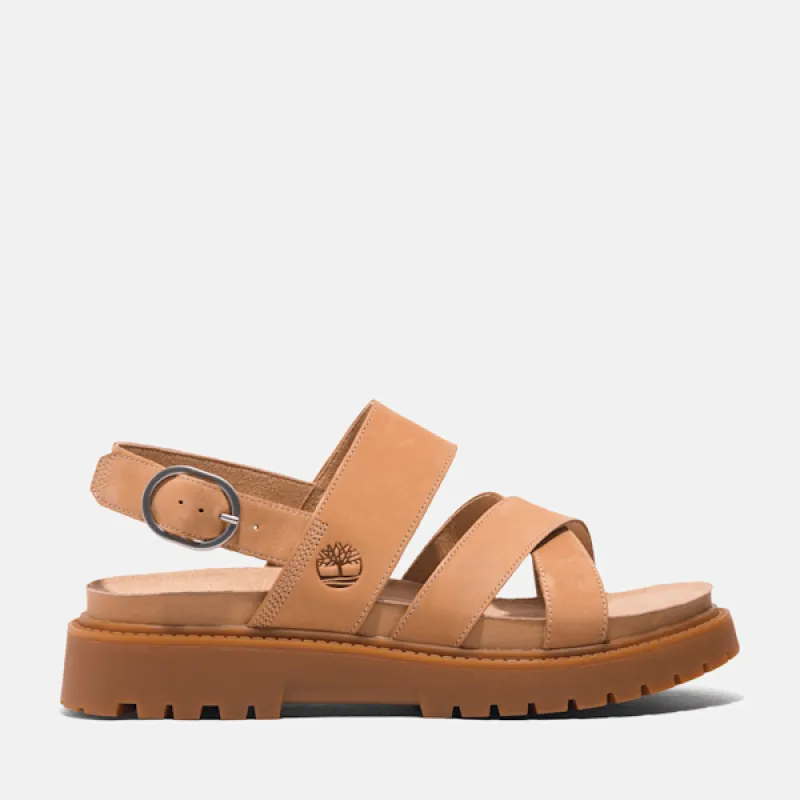Timberland Women's Clairemont Way Cross-Strap Sandal in  BEI Nubuck made by Timberland