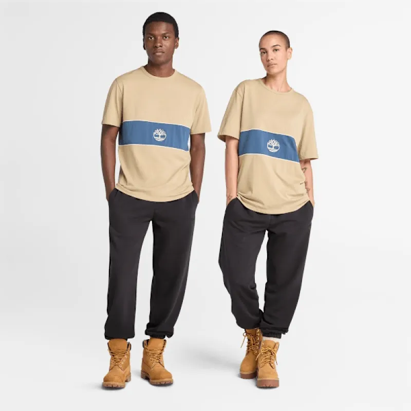 Timberland Cut-and-Sew Short-Sleeve T-Shirt in LMN Pepp-Dark DNM made by Timberland