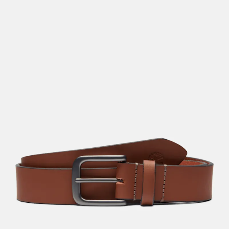 Timberland Men's 35MM Classic Jean Belt in Brown sold by Timberland