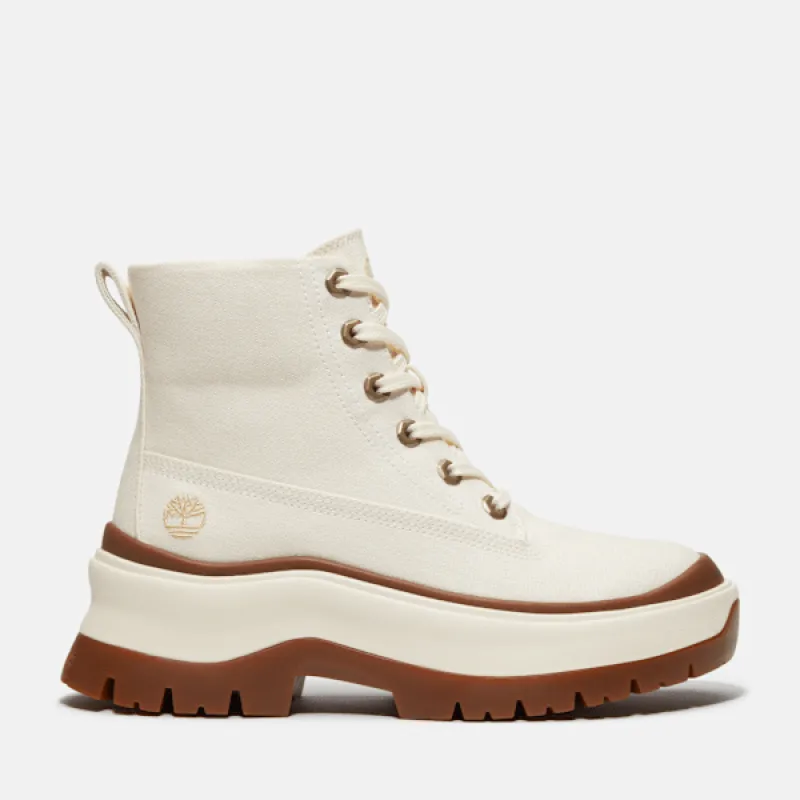 Timberland Women's Roxie Lane Mid Lace-Up Boot in Natural Canvas sold by Timberland
