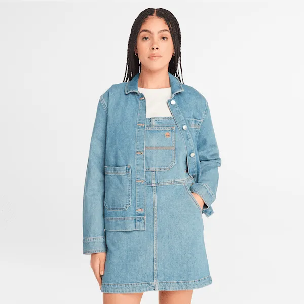 Timberland Women's Kempshire Denim Chore Jacket in MID Blue sold by Timberland