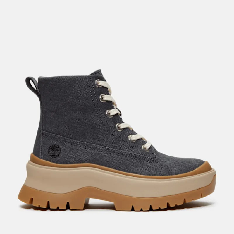 Timberland Women's Roxie Lane Mid Lace-Up Boot in Dark Grey Canvas sold by Timberland