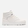 Timberland Women's Laurel Court High Top Lace-Up Sneaker in White Full Grain sold by Timberland