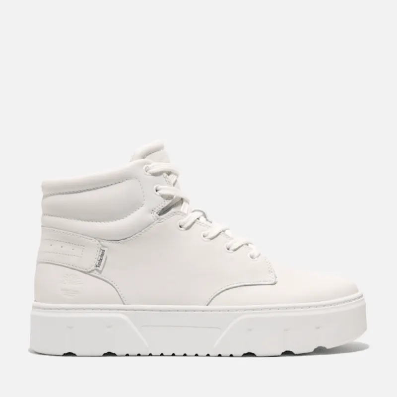 Timberland Women's Laurel Court High Top Lace-Up Sneaker in White Full Grain sold by Timberland