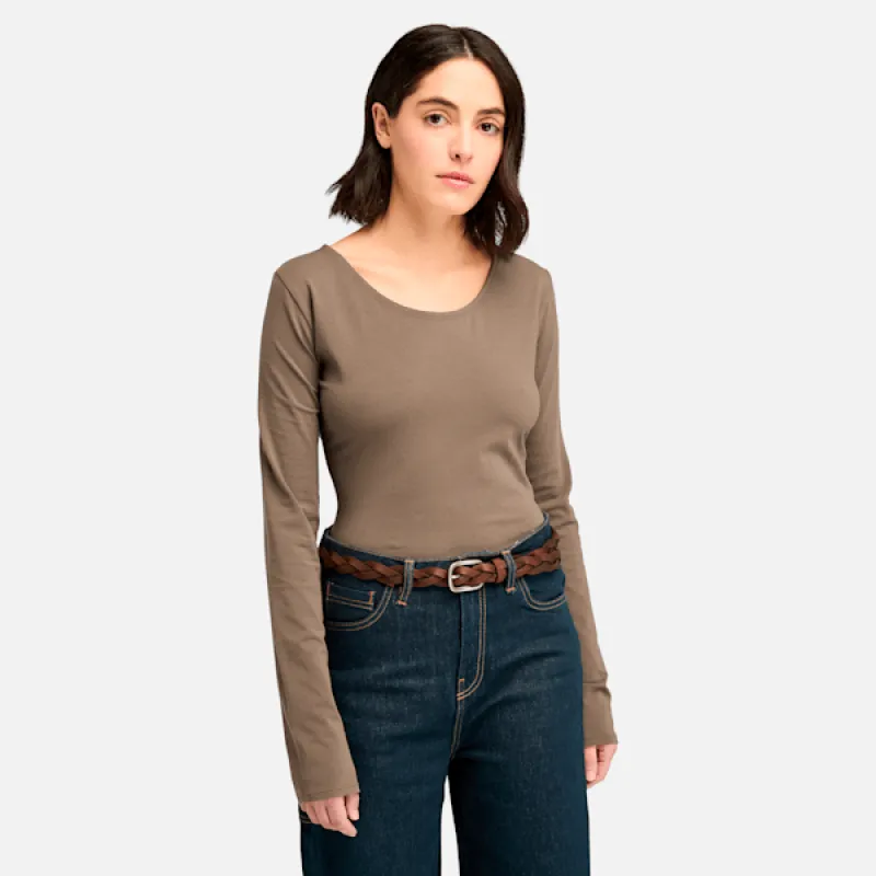 Timberland Women's Slim Fit Long-Sleeve T-Shirt in Chocolate Chip sold by Timberland