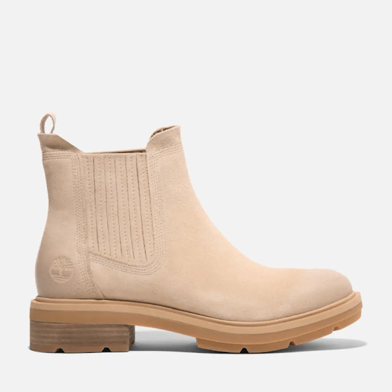 Timberland Women's Brimfield Mid Chelsea Boot in Light Beige Suede sold by Timberland
