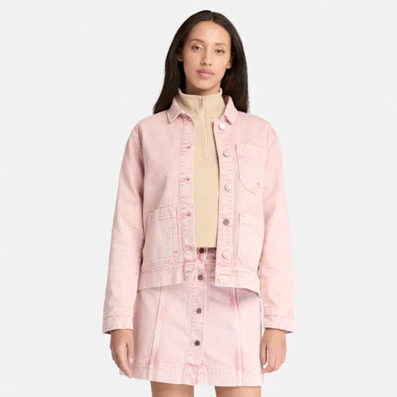 Timberland Women's Kempshire Chore Jacket in Peach Pink Wash sold by Timberland