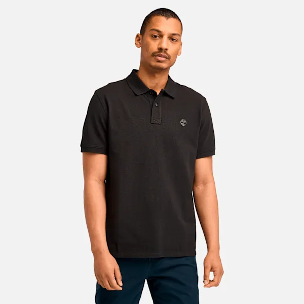 Timberland Men's Millers River Short-Sleeve Pique Polo Shirt in Black sold by Timberland