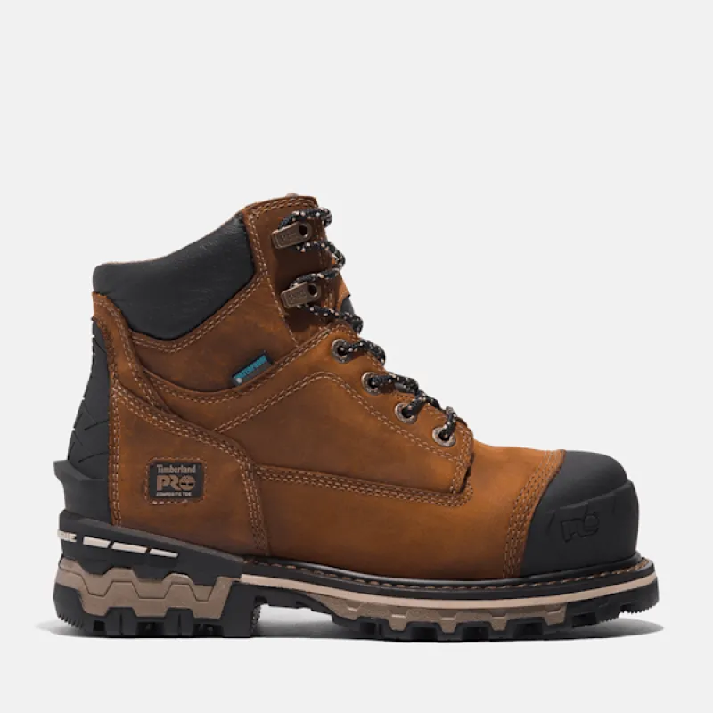 Timberland Women's Boondock 6" Composite Toe Waterproof Work Boot in Brown sold by Timberland