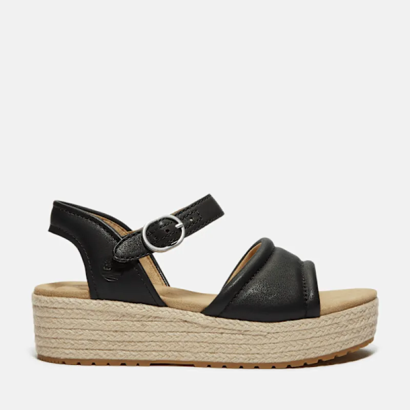 Timberland Women's Santorini Sun Backstrap Sandal in Black Full Grain sold by Timberland
