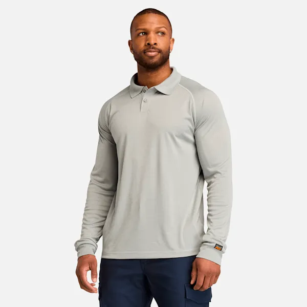 Men's Timberland PRO® Wicking Good Long Sleeve Polo in Medium Grey Heather sold by Timberland