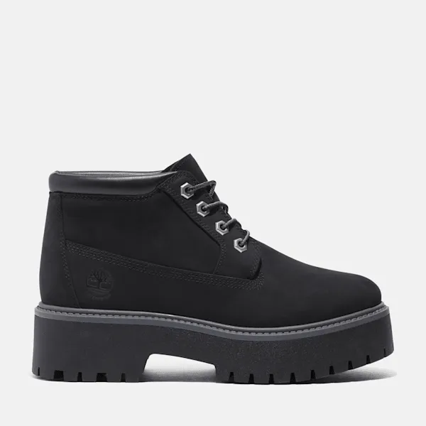 Timberland Women's Stone Street Waterproof Platform Chukka in Jet Black sold by Timberland