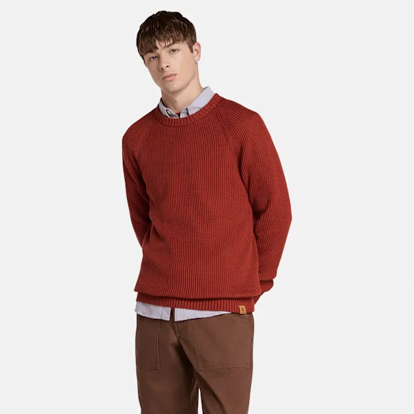 Timberland Men's Raglan Sleeve Ribbed Sweater in Burnt Henna sold by Timberland