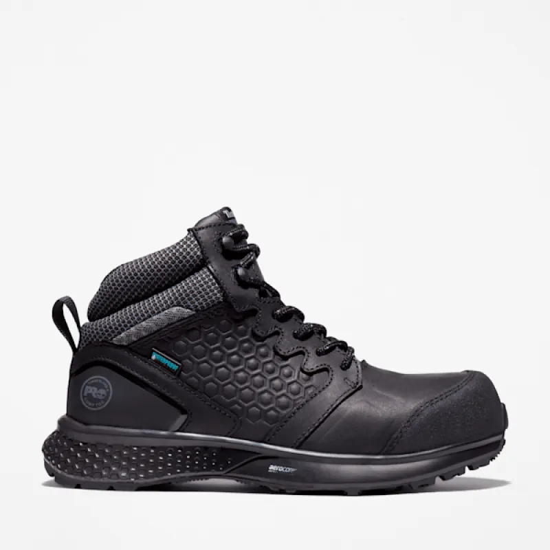 Timberland Women's Reaxion Composite Toe Waterproof Work Sneaker in Black made by Timberland