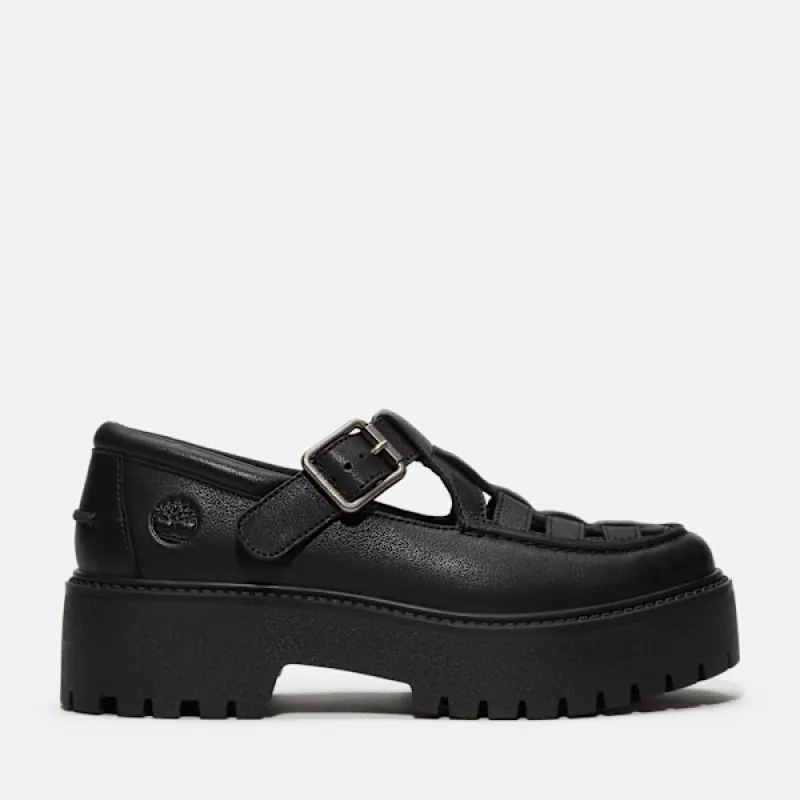 Timberland Women's Stone Street Platform Buckle Shoe in Black Full Grain sold by Timberland