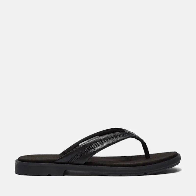 Timberland Women's Calista Bay Thong Sandal in Black Full Grain sold by Timberland