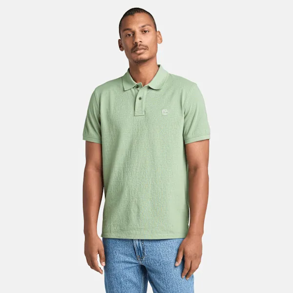 Timberland Men's Millers River Short-Sleeve Pique Polo Shirt in PRO Green BAY sold by Timberland