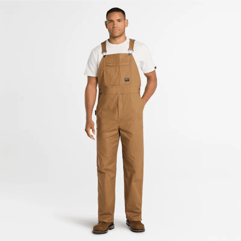 Men's Timberland PRO® GritFlex Canvas Bib Overall in Dark Wheat sold by Timberland