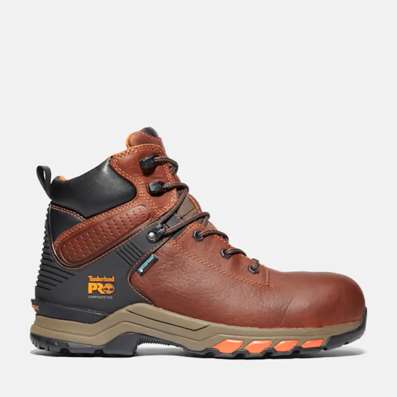 Timberland Men's Hypercharge 6" Composite Toe Waterproof Work Boot in Brown sold by Timberland