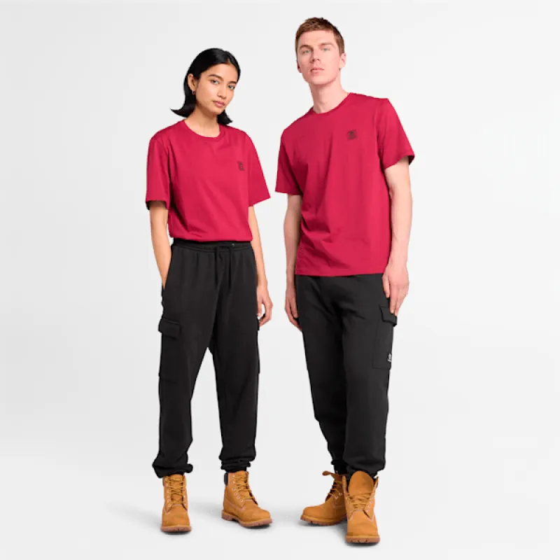 Timberland Short Sleeve Woven Badge T-Shirt in Beet Red made by Timberland