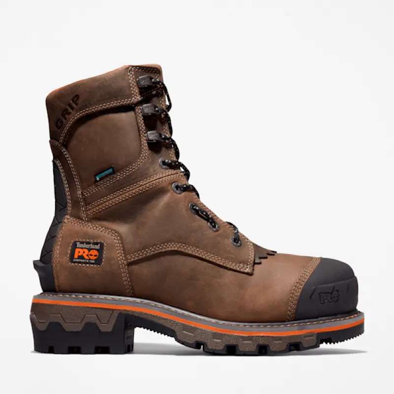 Timberland Men's Boondock HD Logger Composite Toe Waterproof Work Boot in Brown sold by Timberland