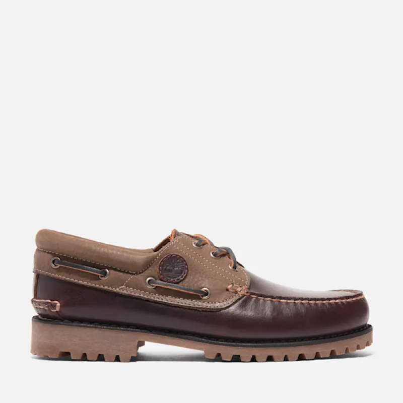 Men's Timberland® Authentics 3-Eye Boat Shoe in BURGrain sold by Timberland