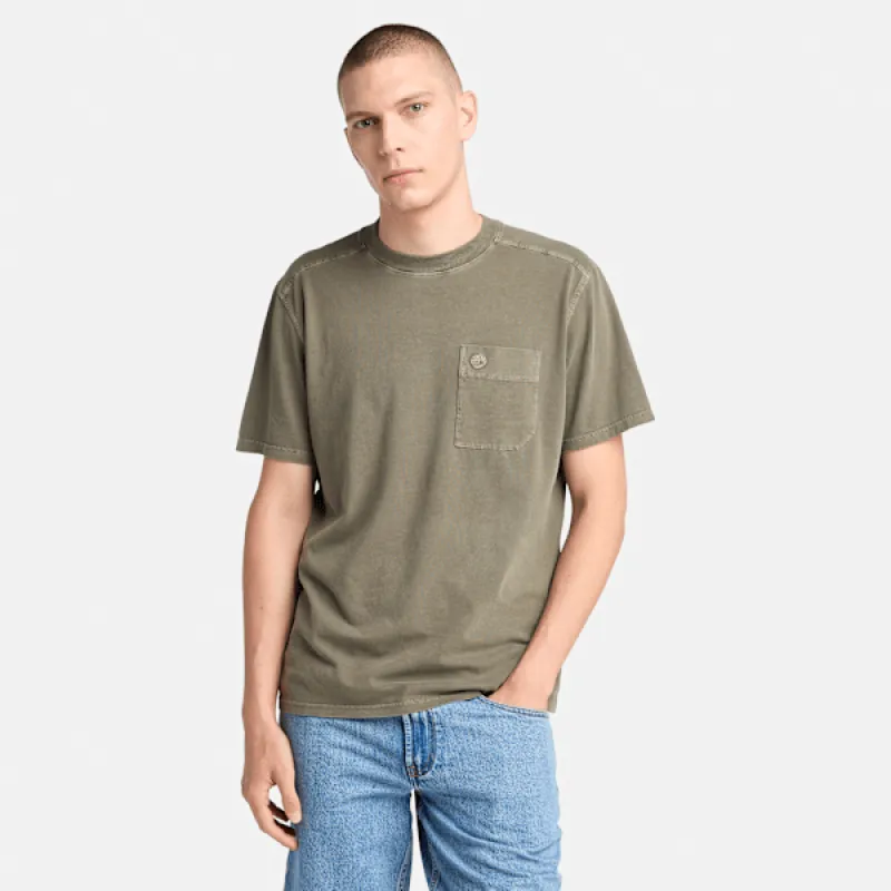 Timberland Men's Merrymack River Chest Pocket T-Shirt in Leaf Green sold by Timberland