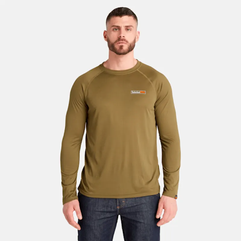 Men's Timberland PRO® Wicking Good Sport Long-Sleeve T-Shirt in Burnt Olive sold by Timberland