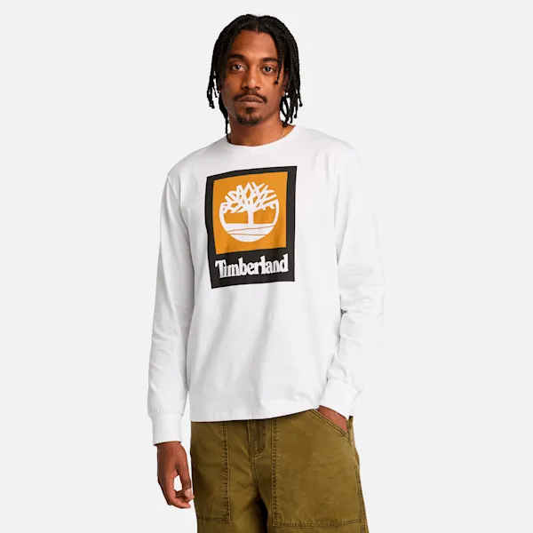 Timberland Men's Stack Logo Colored Long Sleeve T-Shirt sold by Timberland