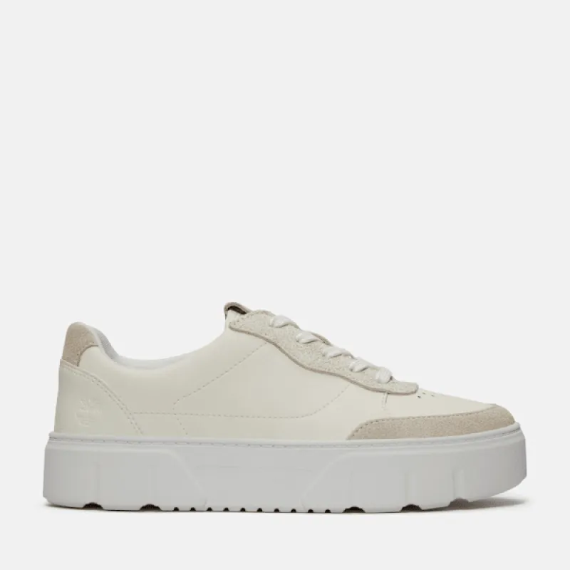 Timberland Women's Laurel Court Suede Accent Lace-Up Sneaker in Natural Leather sold by Timberland