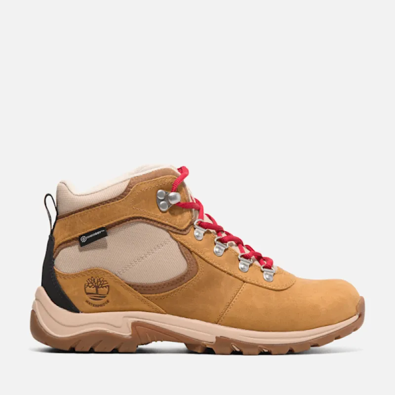 Timberland Women's Mt. Maddsen Mid Lace-Up Waterproof Hiking Boot in Wheat Full Grain sold by Timberland