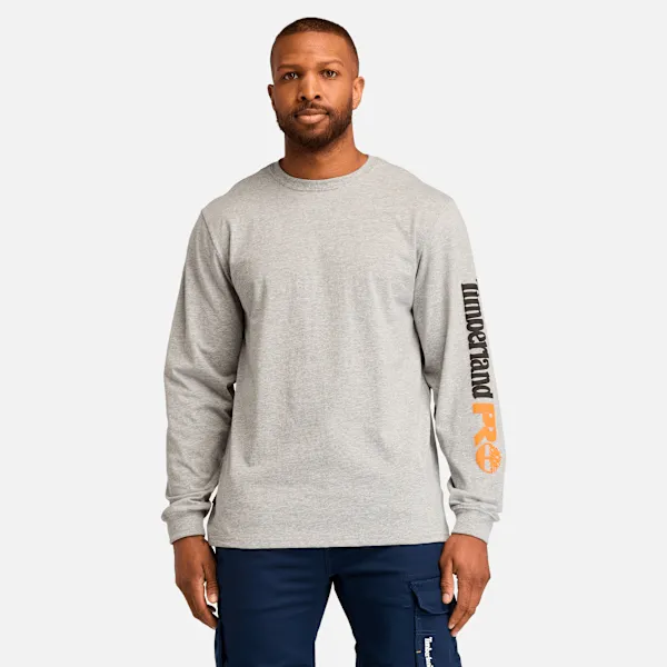 Men's Timberland PRO® Core Logo Long-Sleeve T-Shirt in Medium Grey Heather sold by Timberland