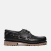 Men's Timberland® Authentic 3-Eye Lug Handsewn Boat Shoe in Black Full Grain sold by Timberland