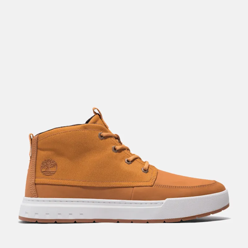 Timberland Men's Maple Grove Mid Lace-Up Sneaker in Wheat Nubuck sold by Timberland