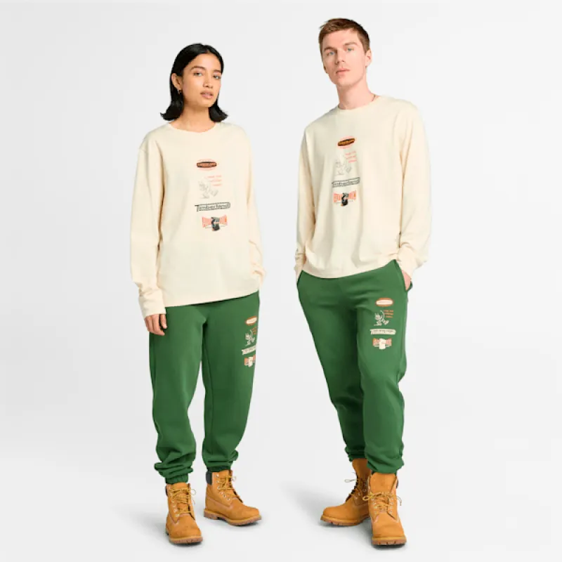 Timberland Long Sleeve "Made For Working" Graphic T-Shirt in Angora sold by Timberland