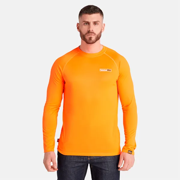 Men's Timberland PRO® Wicking Good Sport Long-Sleeve T-Shirt in Bright Orange sold by Timberland
