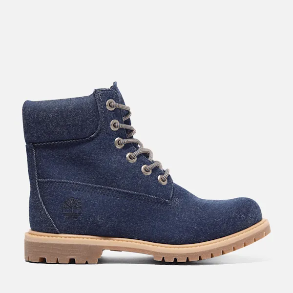 Women's Timberland® Premium 6-Inch Lace-Up Boot in Dark Blue Canvas sold by Timberland